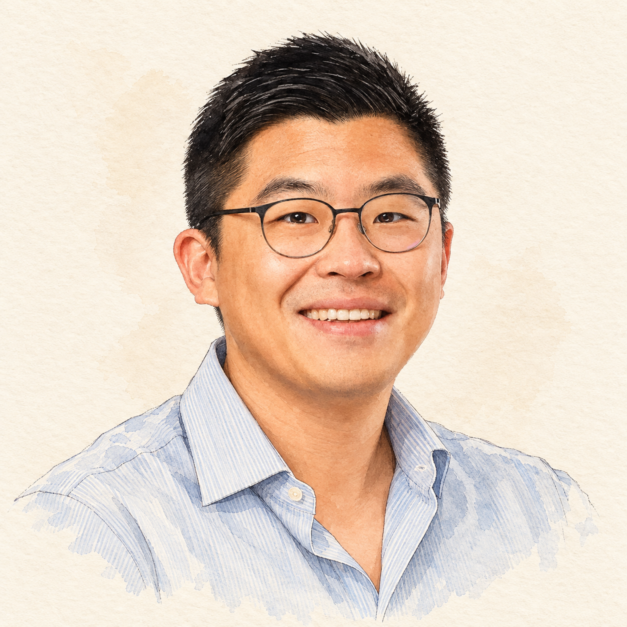 Watercolour portrait of Liyang Guo